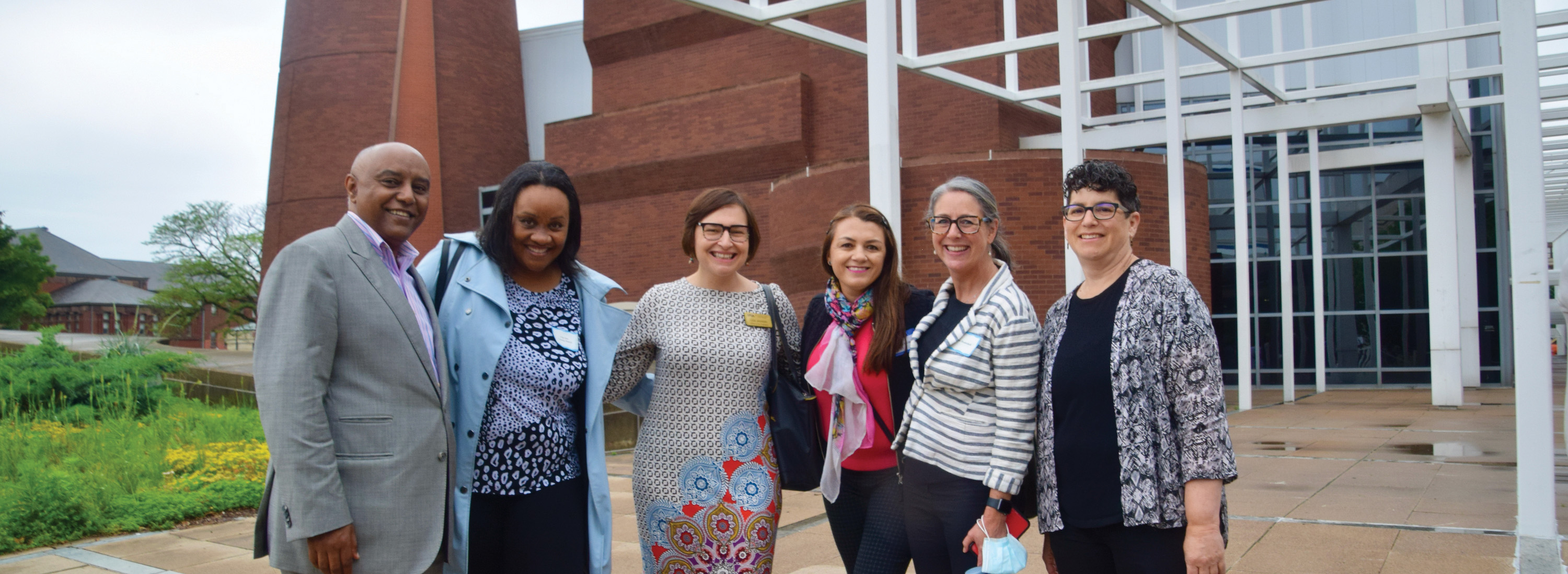 Group of International Partners smiling outside of Wexner Center for the Arts