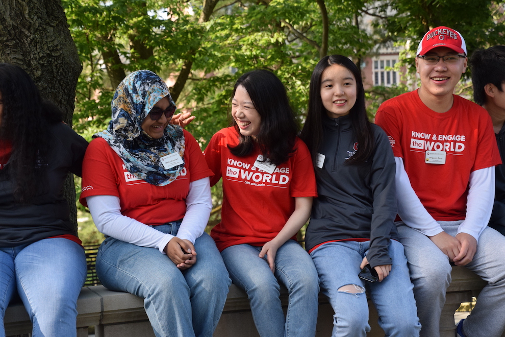 A group of students laughing.
