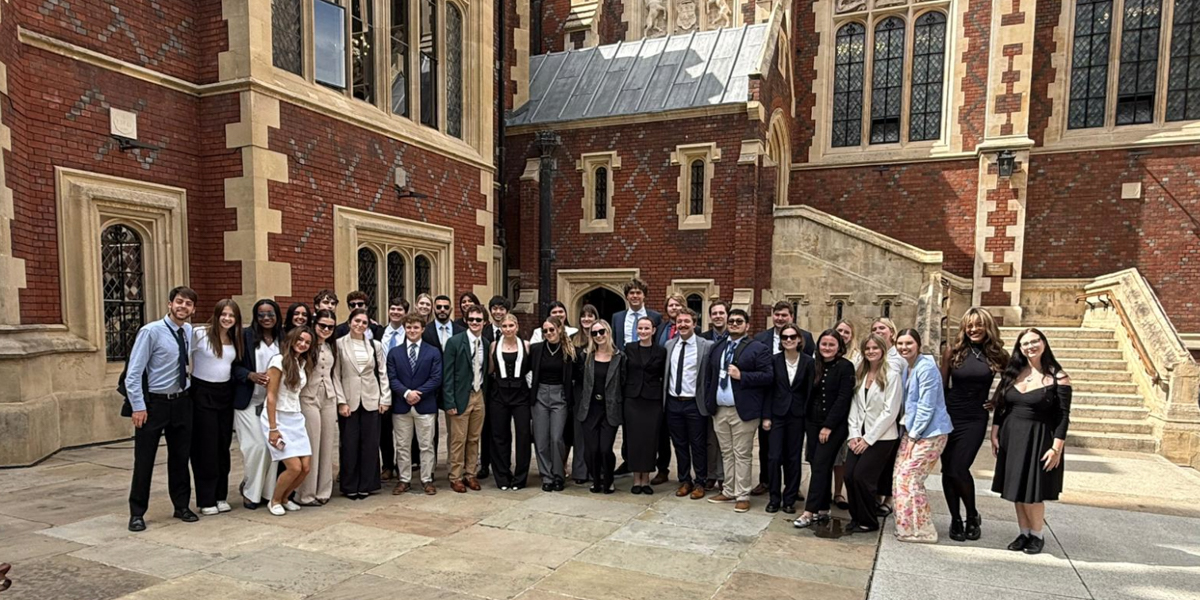 Large group of students posed outside