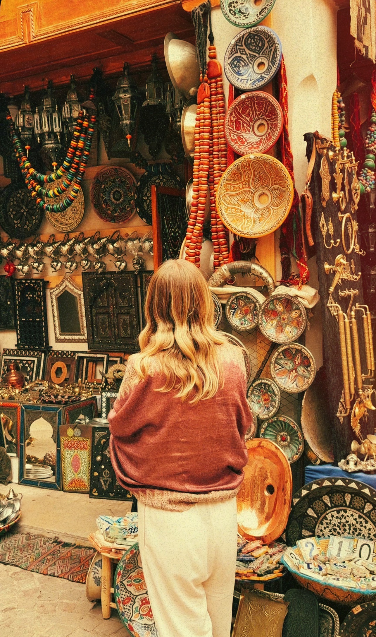 Woman looking at bowls