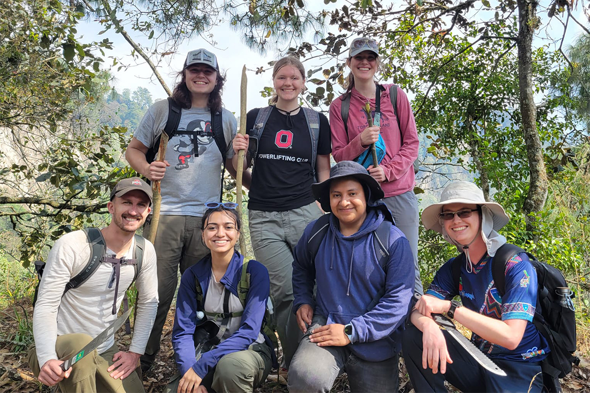 Group of students in the jungle of Guatemala