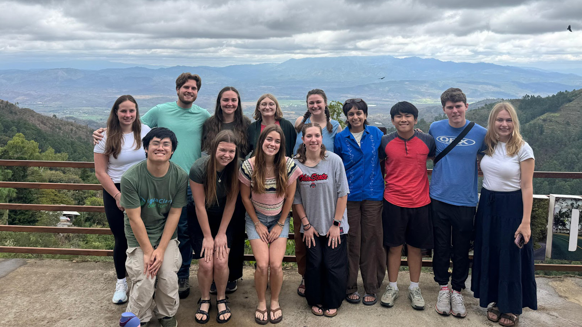 Students posing on an overlook