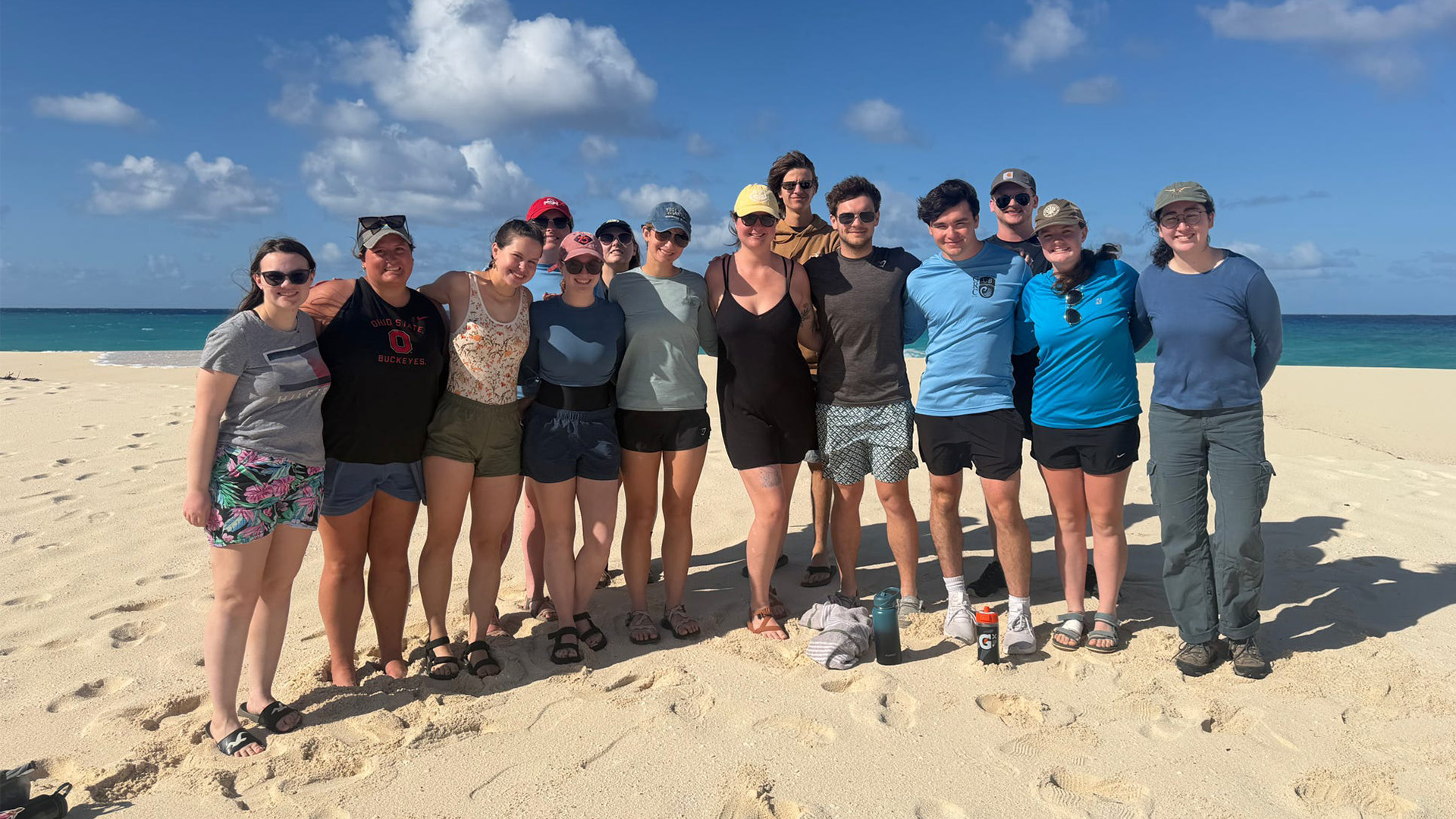 Students on a sunny beach