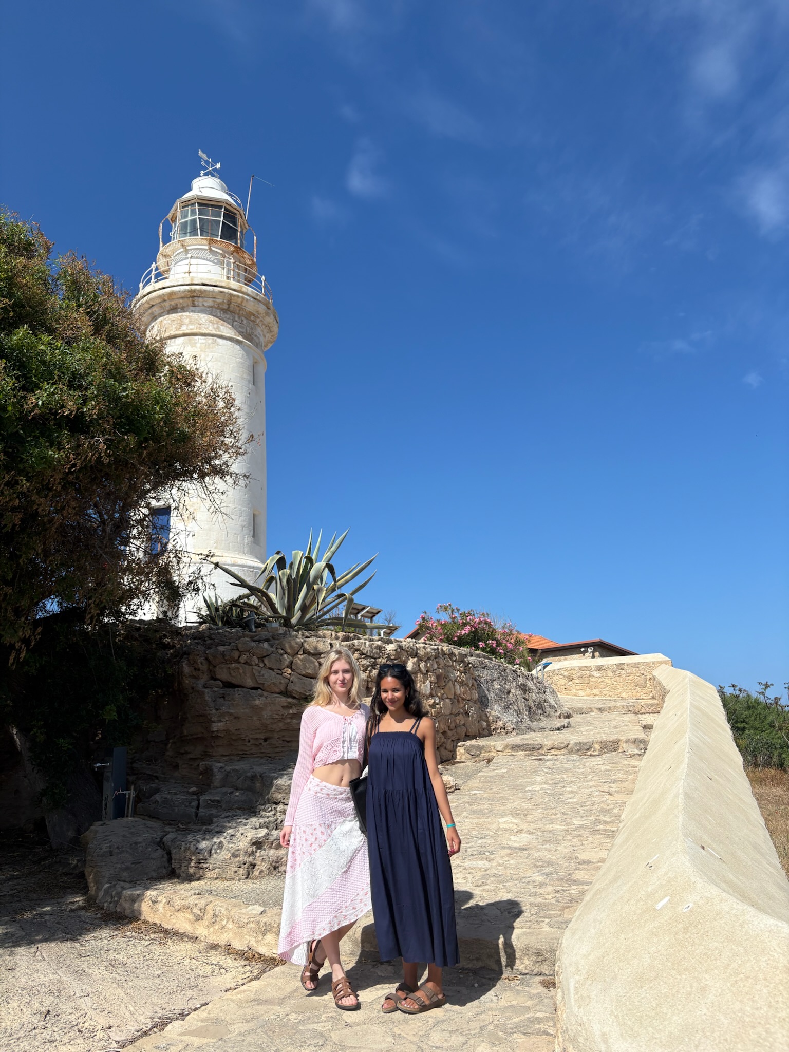 Students near lighthouse