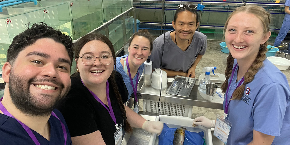 Student selfie on operating table