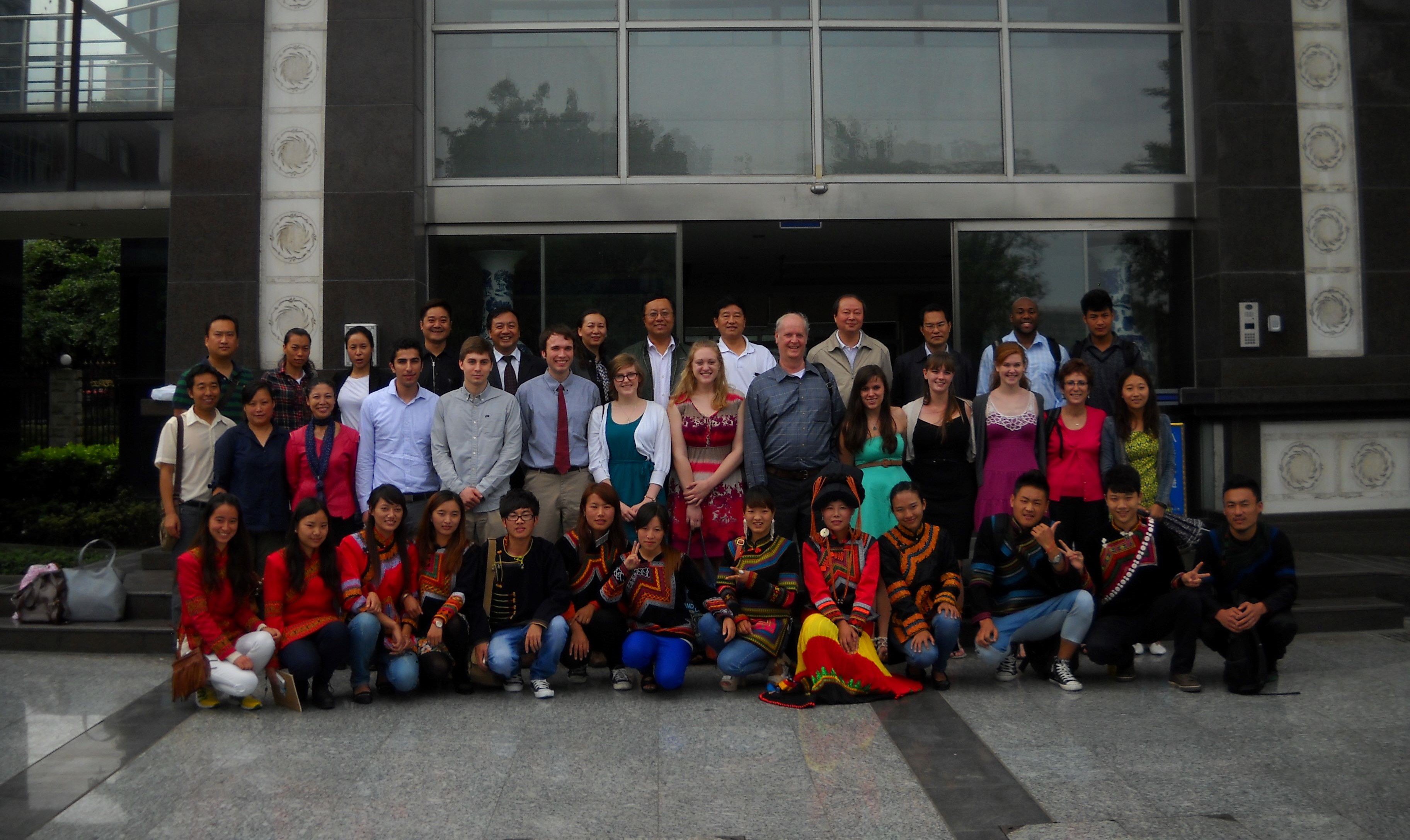Group of students posting together in Chengdu, China
