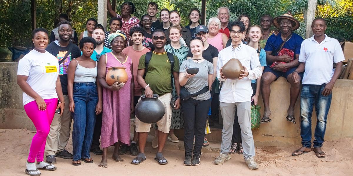 Group of students on location in Ghana