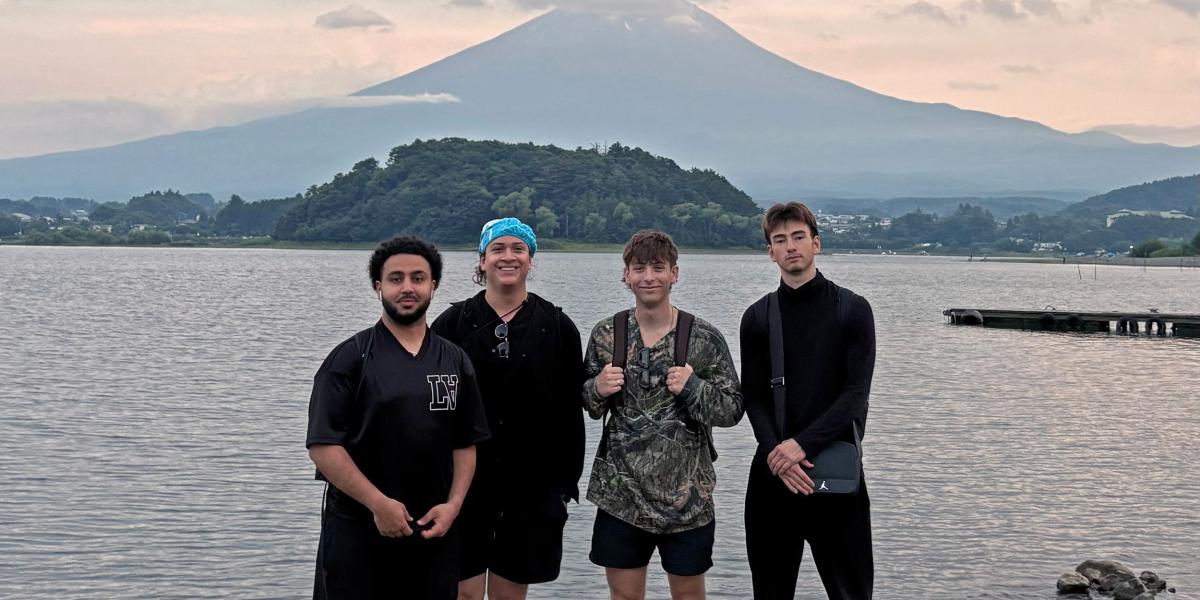 students with mountains in the background