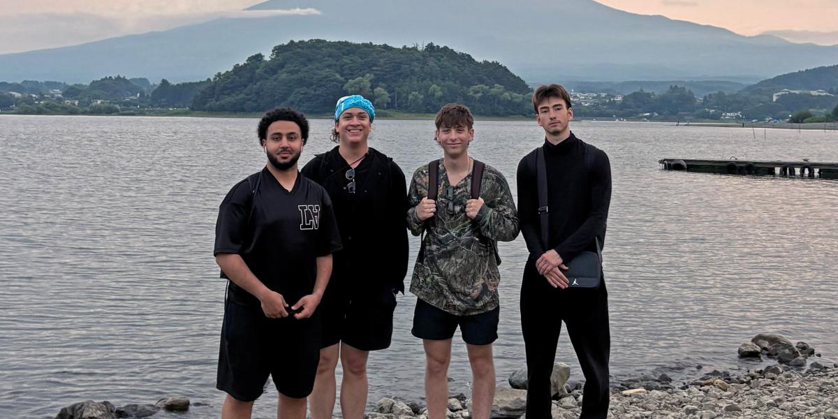 students at a mountain