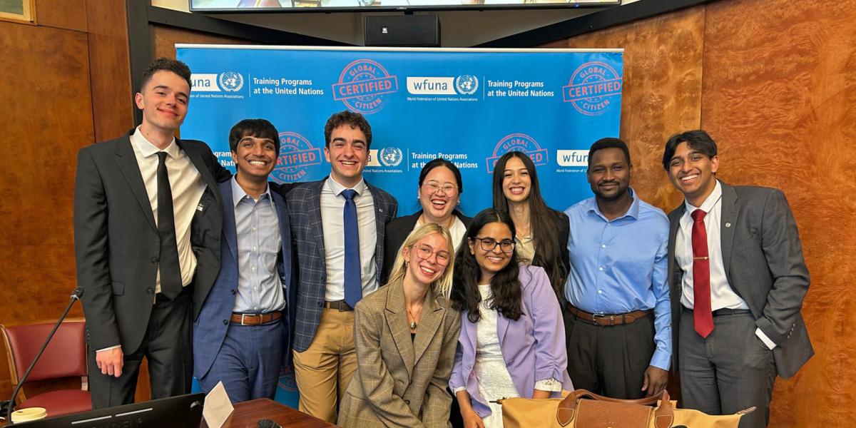 students posing at the UN