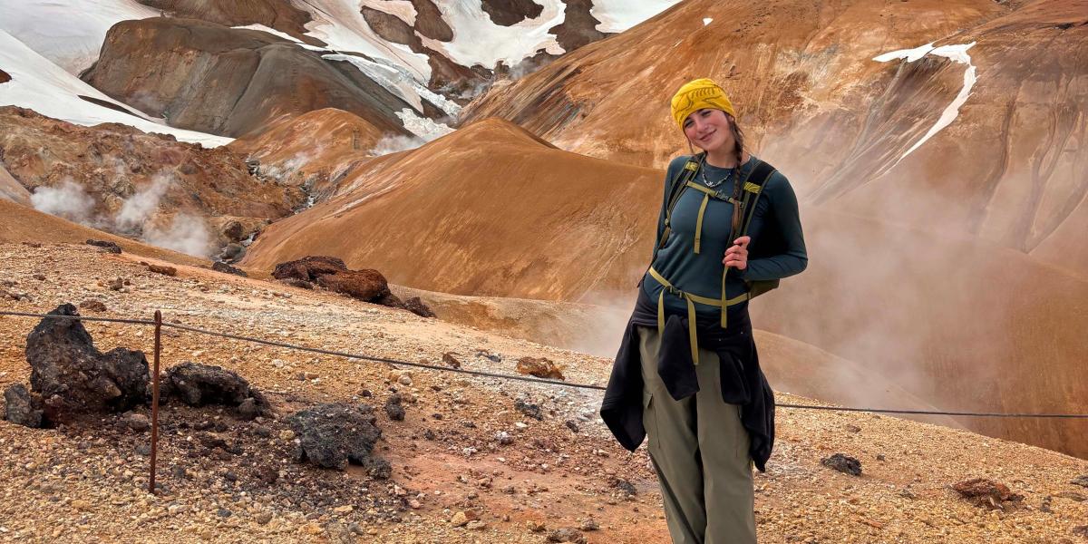 student on a mountain