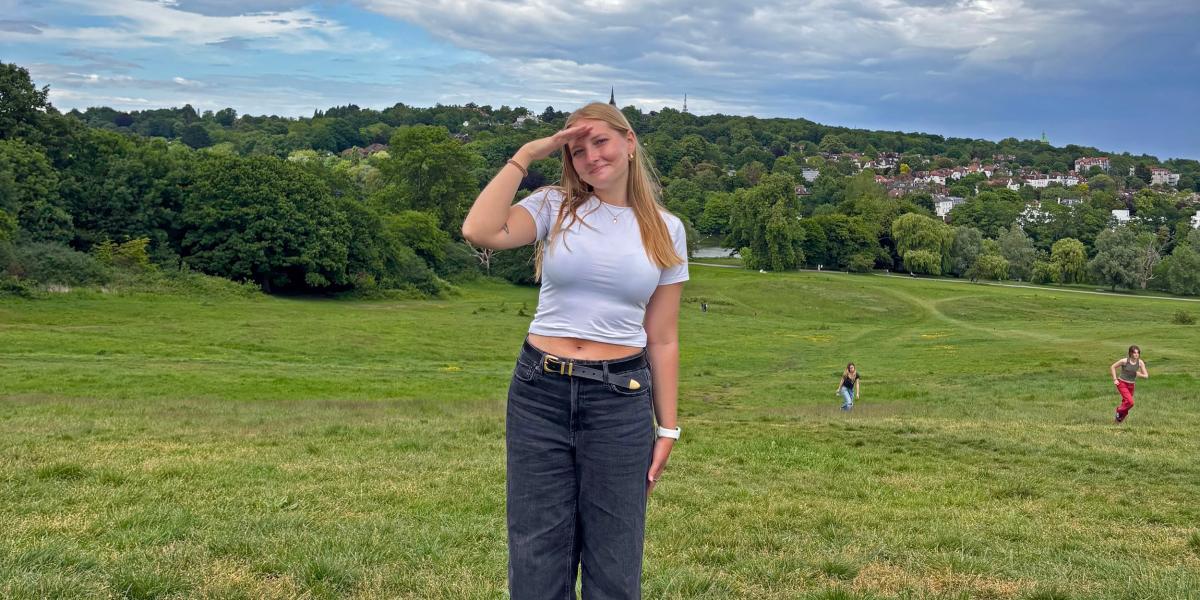 student in a field