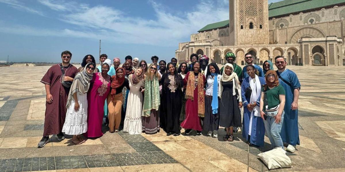 group of students in a courtyard in morocco