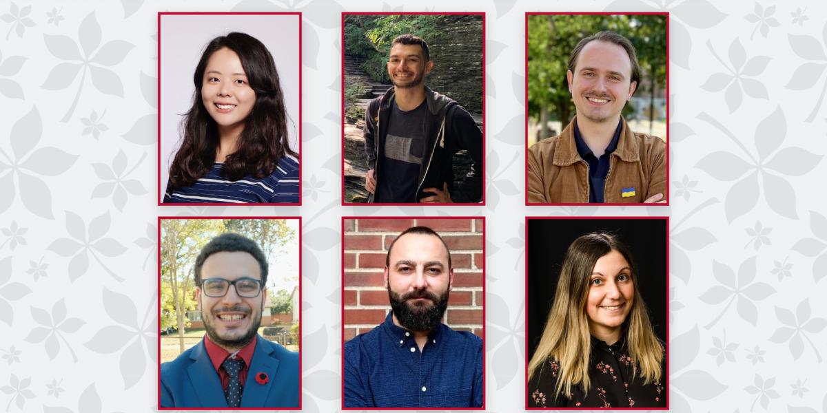 Six students on a background