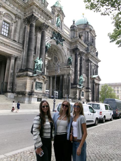 Students at historic building