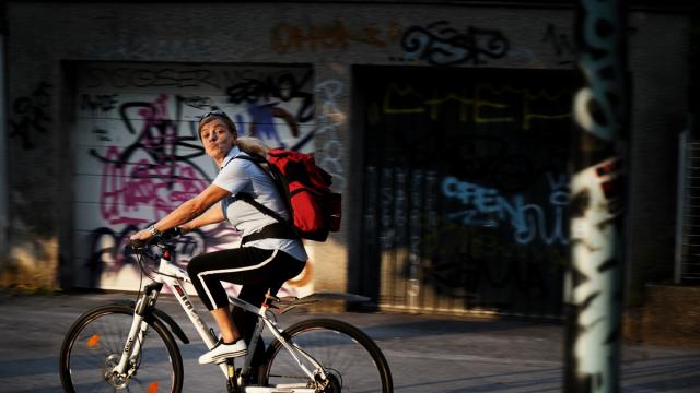 Woman riding a bike