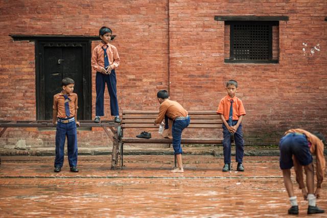 Children outside.