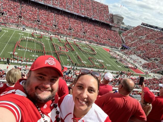 Man and woman selfie in Ohio Stadium