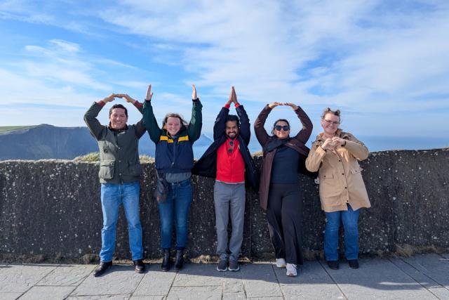 O-H-I-O spelled out by students at Cliffs of Moher