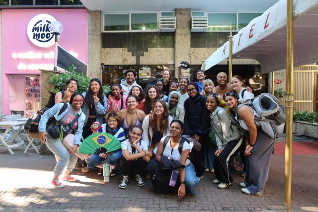 Large group of students posed outside