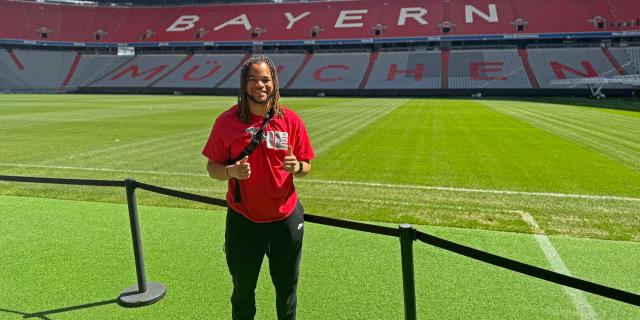 student at bayern munich stadium