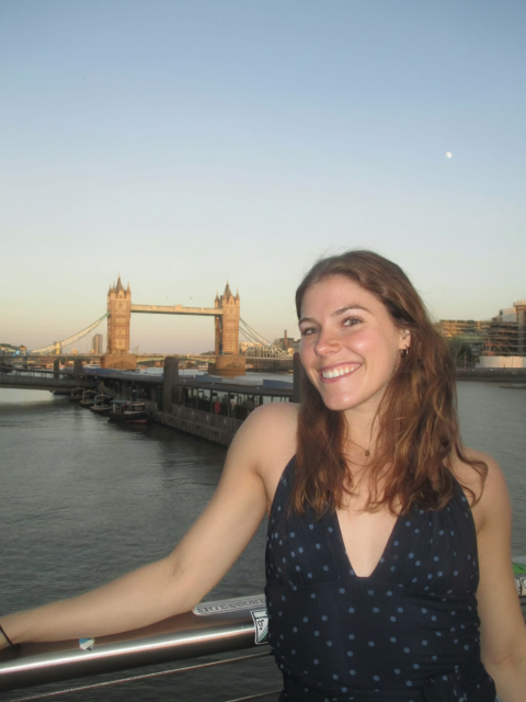 Student posing near London Bridge