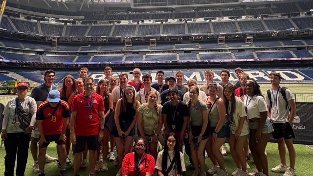 Students at Real Madrid Stadium