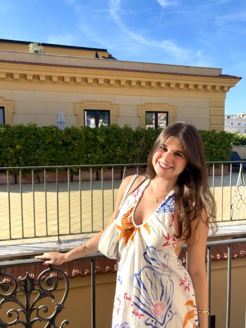 Student on a railing