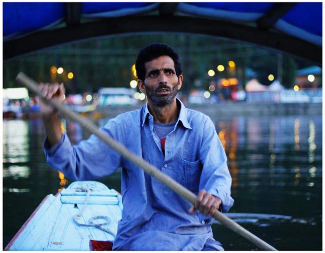 Man on rowing boat