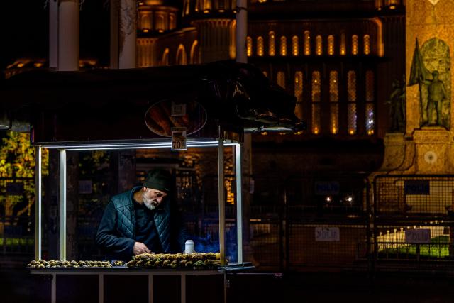 Man working in low light