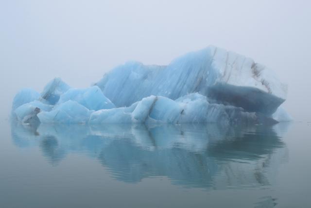 glacier on body of water