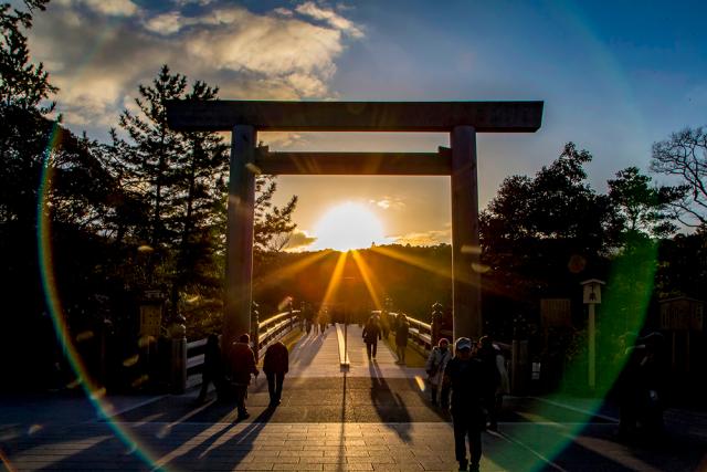 people walking on path during sunrise