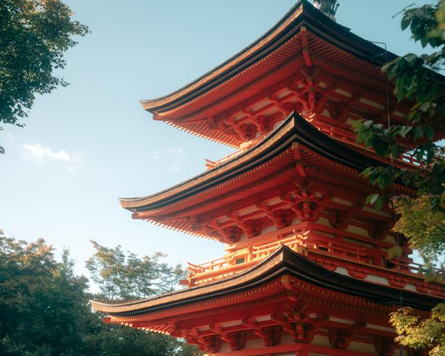 Medium shot of pagoda.