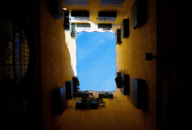 building with sky roof