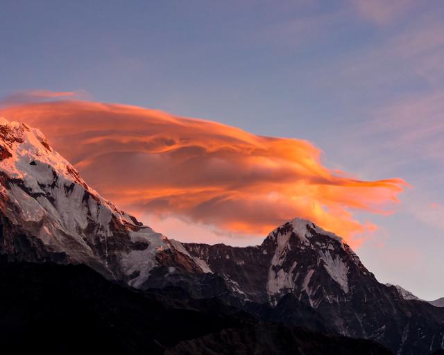 Mountain in front of sunset 