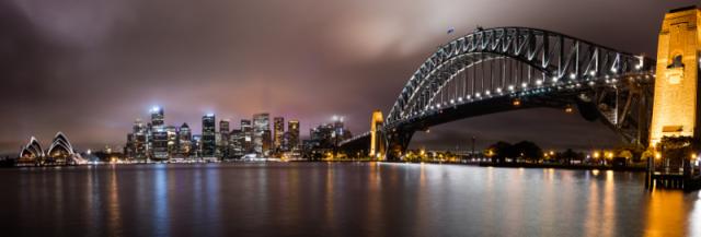 well lit bridge across city line