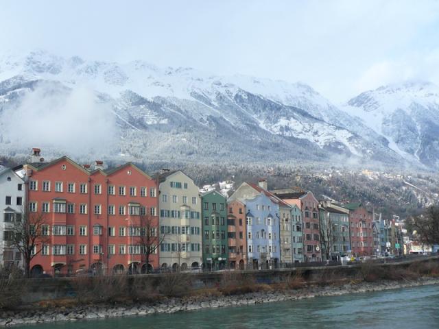 Rows of buildings along water