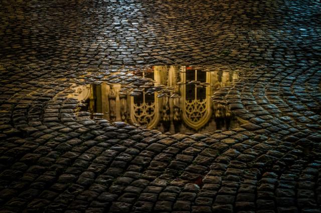 puddle on road