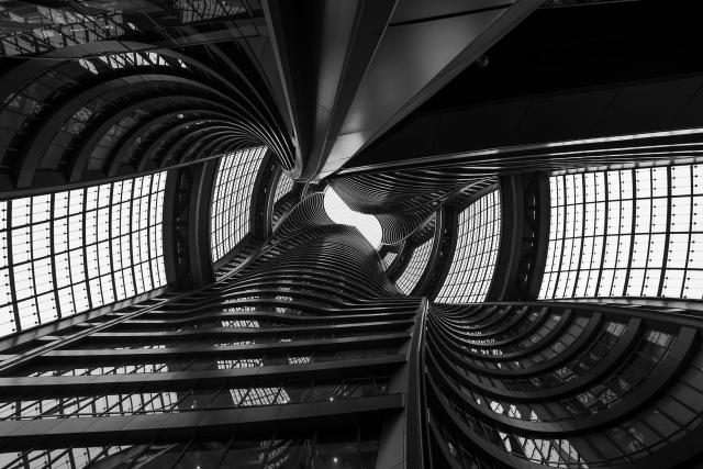 Perspective view of Beijing buildings from the ground 