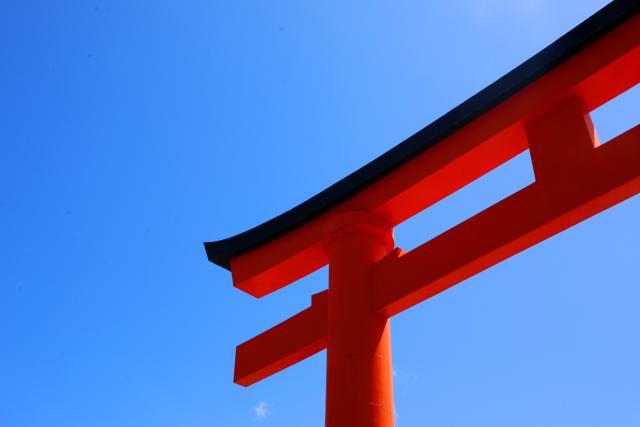 Torii Gate against a blue sky