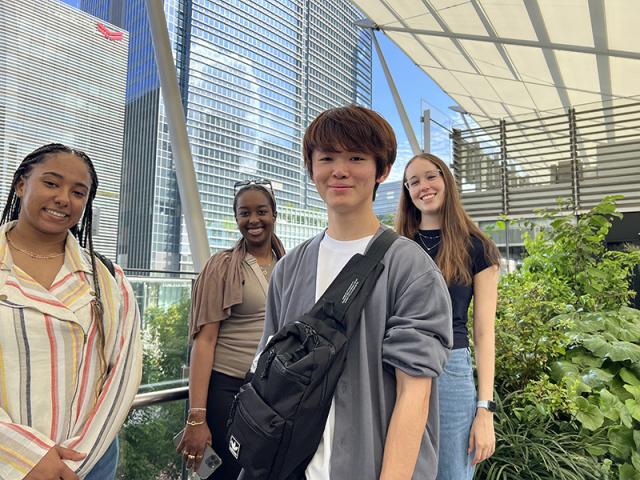 Four students in Japan on a study abroad program