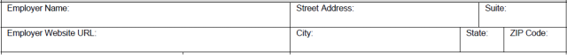 A screenshot with boxes to input employer information.