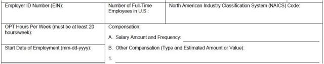 A screenshot with a box for start date of employment and salary amount and frequency.