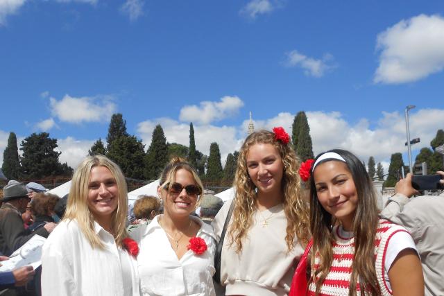 Four young women pose in Spain