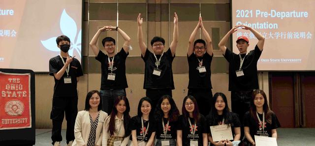 Students in Shanghai making O-H-I-O