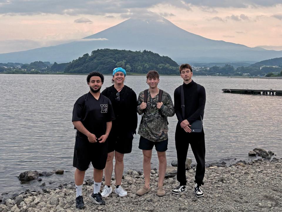 students at a mountain