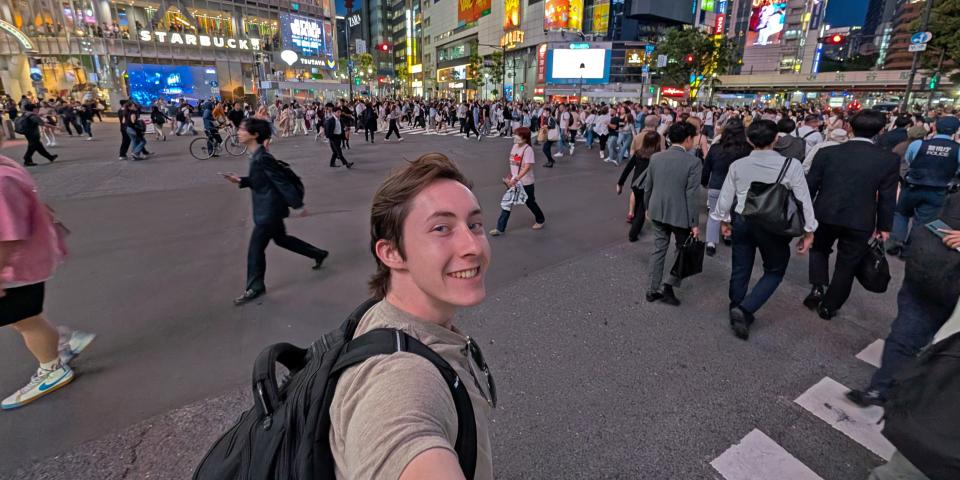 Hayden in Japan crossing