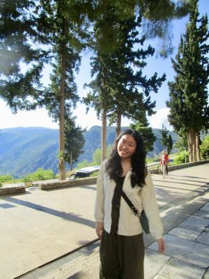 student on a walkway