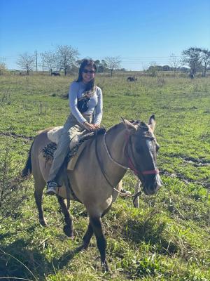 student on a donkey