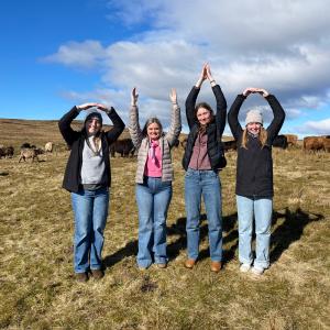 Students spell out O-H-I-O in a field